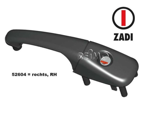 Außengriff CARAVAN - rechts - schwarz - bis 30 mm Wandstärke - ohne Zylinder + Schlüssel / von ZADI